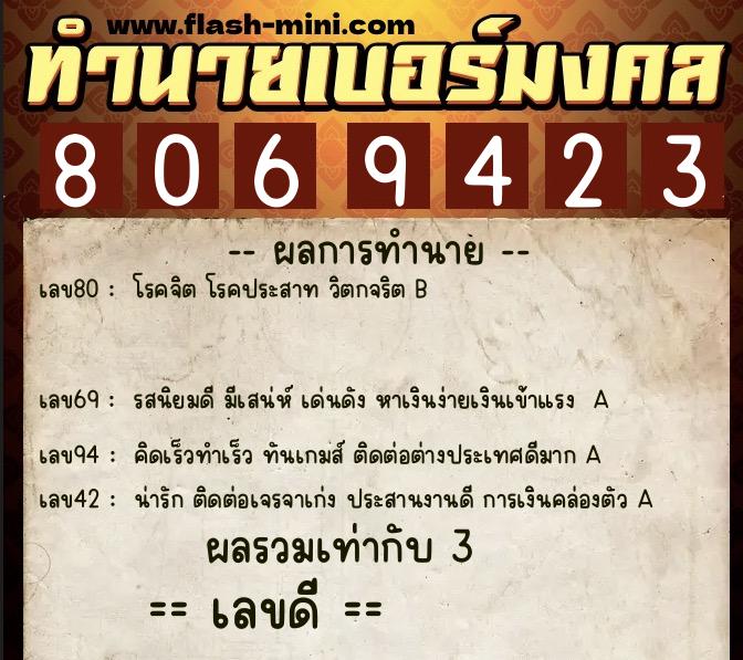 ทำนายเบอร์มงคล 0XX-8069423 ทำนายเบอร์มงคล หมายเลข 061-806942 ทำนายเบอร์มงคล 0XX-8069423 ทำนายเบอร์มงคล หมายเลข 061-806942
