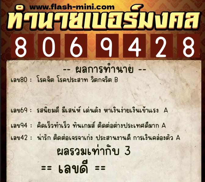 ทำนายเบอร์มงคล 0XX-8069428 ทำนายเบอร์มงคล หมายเลข 064-806942 ทำนายเบอร์มงคล 0XX-8069428 ทำนายเบอร์มงคล หมายเลข 064-806942