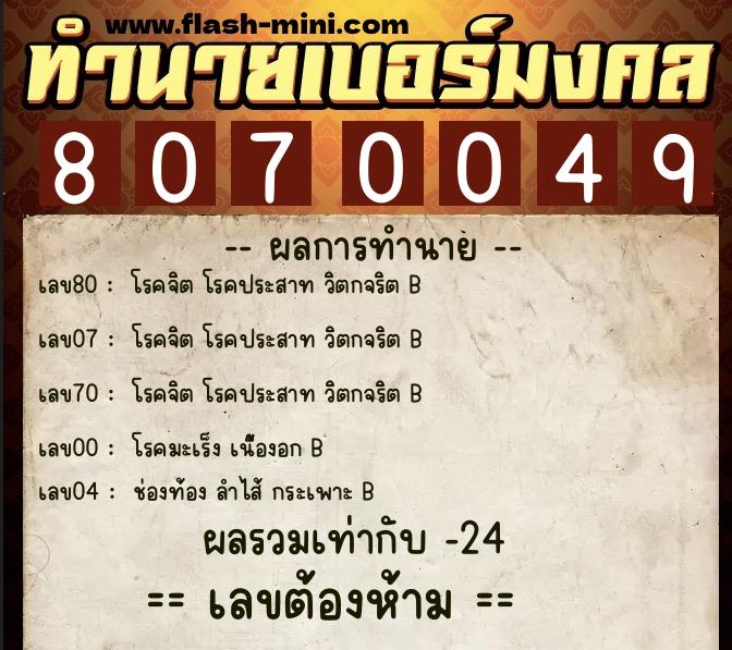 ทำนายเบอร์มงคล 0XX-8070049 ทำนายเบอร์มงคล หมายเลข 081-807004 ทำนายเบอร์มงคล 0XX-8070049 ทำนายเบอร์มงคล หมายเลข 081-807004