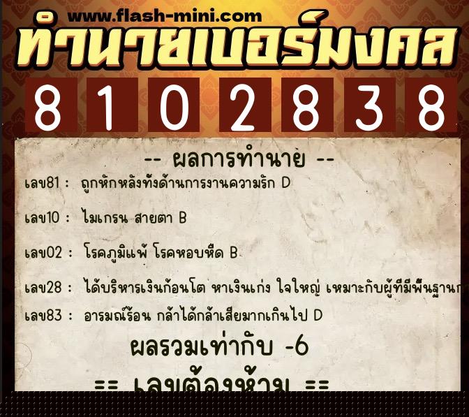 ทำนายเบอร์มงคล 0XX-8102838 ทำนายเบอร์มงคล หมายเลข 061-810283 ทำนายเบอร์มงคล 0XX-8102838 ทำนายเบอร์มงคล หมายเลข 061-810283