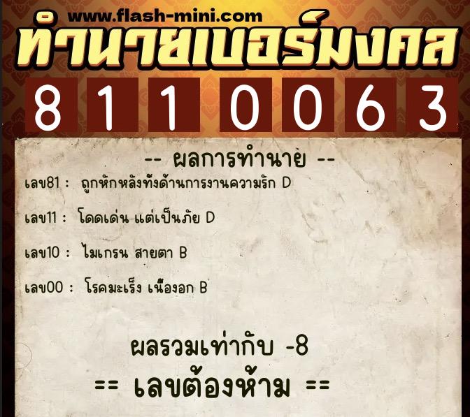 ทำนายเบอร์มงคล 0XX-8110063 ทำนายเบอร์มงคล หมายเลข 097-811006 ทำนายเบอร์มงคล 0XX-8110063 ทำนายเบอร์มงคล หมายเลข 097-811006