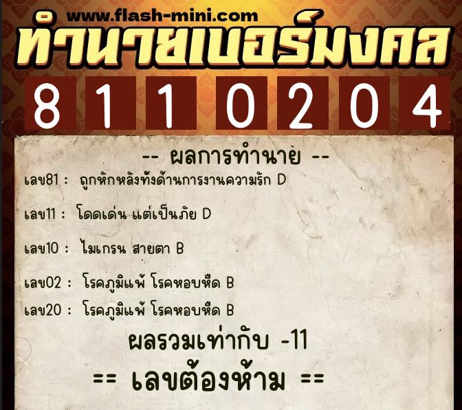 ทำนายเบอร์มงคล 0XX-8110204 ทำนายเบอร์มงคล หมายเลข 063-811020 ทำนายเบอร์มงคล 0XX-8110204 ทำนายเบอร์มงคล หมายเลข 063-811020