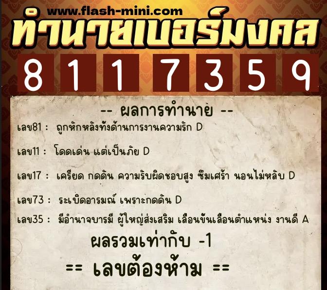 ทำนายเบอร์มงคล 0XX-8117359 ทำนายเบอร์มงคล หมายเลข 067-811735 ทำนายเบอร์มงคล 0XX-8117359 ทำนายเบอร์มงคล หมายเลข 067-811735