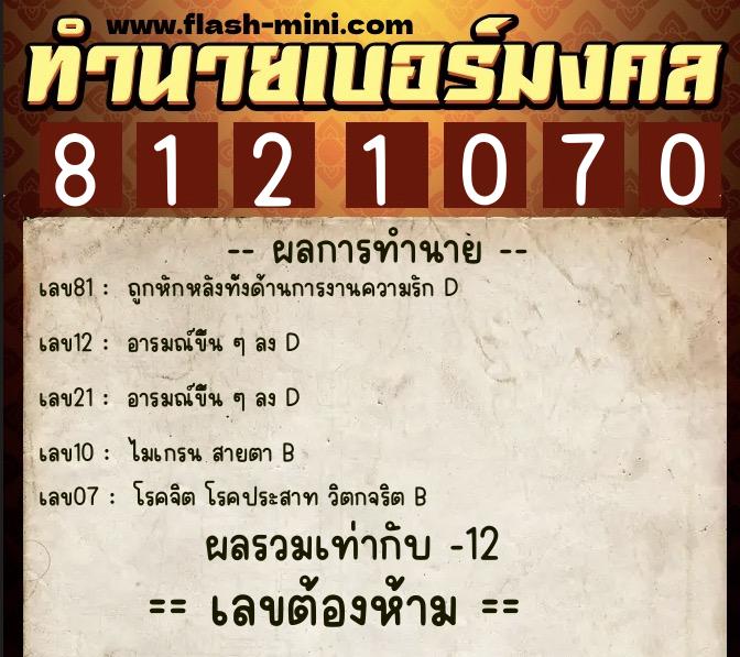 ทำนายเบอร์มงคล 0XX-8121070 ทำนายเบอร์มงคล หมายเลข 086-812107 ทำนายเบอร์มงคล 0XX-8121070 ทำนายเบอร์มงคล หมายเลข 086-812107