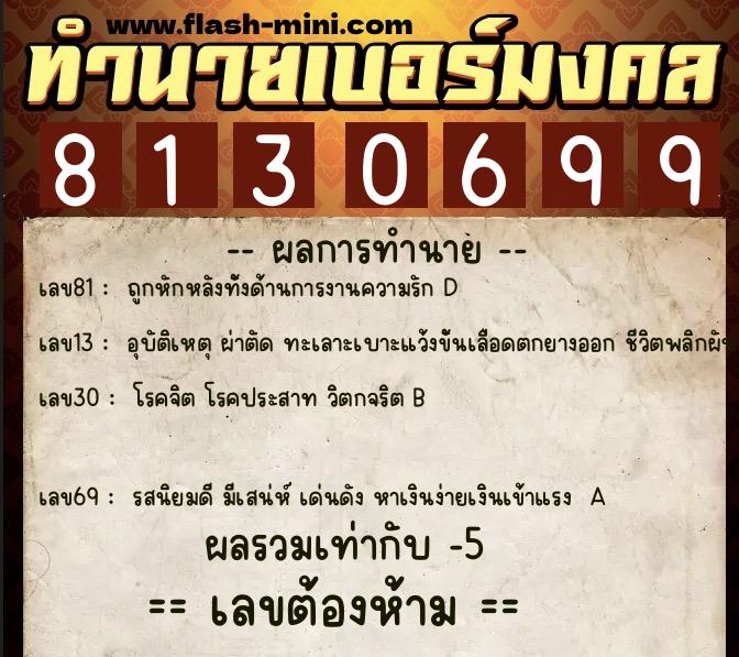 ทำนายเบอร์มงคล 0XX-8130699 ทำนายเบอร์มงคล หมายเลข 098-813069 ทำนายเบอร์มงคล 0XX-8130699 ทำนายเบอร์มงคล หมายเลข 098-813069