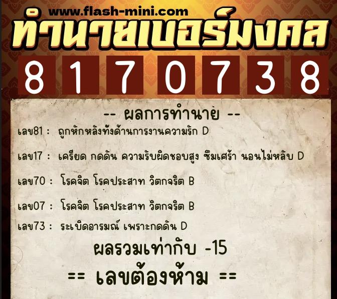 ทำนายเบอร์มงคล 0XX-8170738 ทำนายเบอร์มงคล หมายเลข 063-817073 ทำนายเบอร์มงคล 0XX-8170738 ทำนายเบอร์มงคล หมายเลข 063-817073