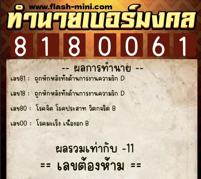 ทำนายเบอร์มงคล 0XX-8180061 ทำนายเบอร์มงคล หมายเลข 099-818006 ทำนายเบอร์มงคล 0XX-8180061 ทำนายเบอร์มงคล หมายเลข 099-818006
