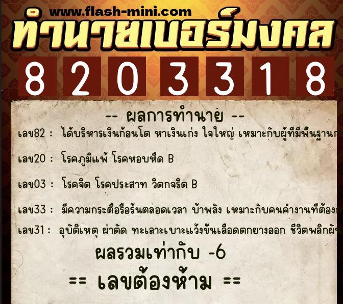 ทำนายเบอร์มงคล 0XX-8203318 ทำนายเบอร์มงคล หมายเลข 090-820331 ทำนายเบอร์มงคล 0XX-8203318 ทำนายเบอร์มงคล หมายเลข 090-820331
