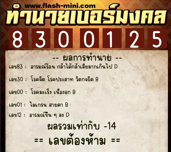 ทำนายเบอร์มงคล 0XX-8300125 ทำนายเบอร์มงคล หมายเลข 069-830012 ทำนายเบอร์มงคล 0XX-8300125 ทำนายเบอร์มงคล หมายเลข 069-830012