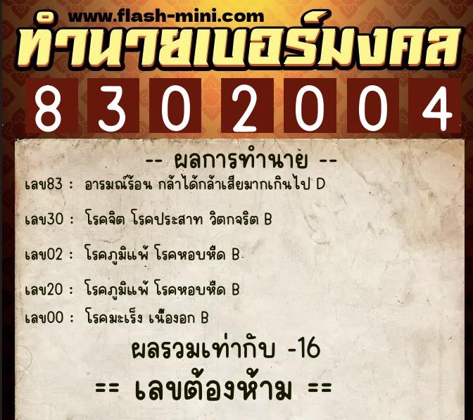 ทำนายเบอร์มงคล 0XX-8302004 ทำนายเบอร์มงคล หมายเลข 063-830200 ทำนายเบอร์มงคล 0XX-8302004 ทำนายเบอร์มงคล หมายเลข 063-830200