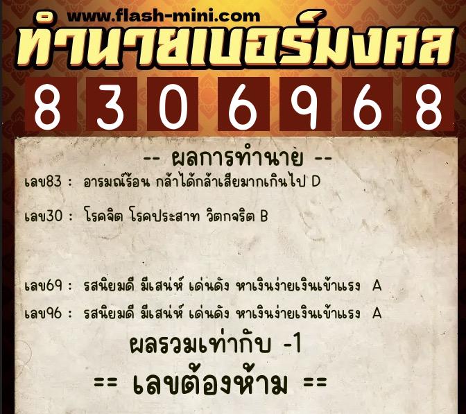 ทำนายเบอร์มงคล 0XX-8306968 ทำนายเบอร์มงคล หมายเลข 099-830696 ทำนายเบอร์มงคล 0XX-8306968 ทำนายเบอร์มงคล หมายเลข 099-830696