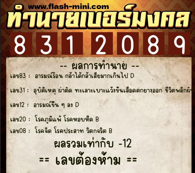 ทำนายเบอร์มงคล 0XX-8312089 ทำนายเบอร์มงคล หมายเลข 064-831208 ทำนายเบอร์มงคล 0XX-8312089 ทำนายเบอร์มงคล หมายเลข 064-831208