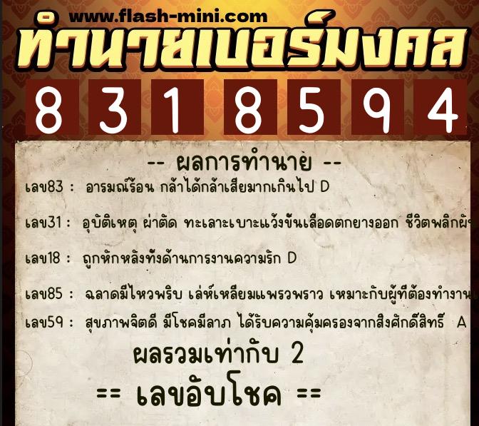ทำนายเบอร์มงคล 0XX-8318594 ทำนายเบอร์มงคล หมายเลข 091-831859 ทำนายเบอร์มงคล 0XX-8318594 ทำนายเบอร์มงคล หมายเลข 091-831859
