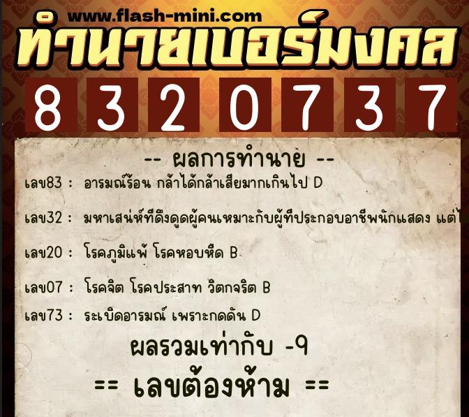 ทำนายเบอร์มงคล 0XX-8320737 ทำนายเบอร์มงคล หมายเลข 060-832073 ทำนายเบอร์มงคล 0XX-8320737 ทำนายเบอร์มงคล หมายเลข 060-832073
