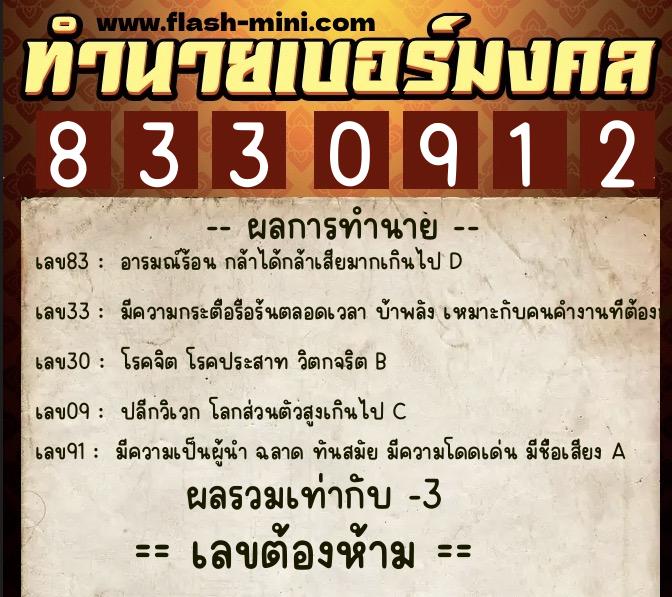ทำนายเบอร์มงคล 0XX-8330912 ทำนายเบอร์มงคล หมายเลข 096-833091 ทำนายเบอร์มงคล 0XX-8330912 ทำนายเบอร์มงคล หมายเลข 096-833091