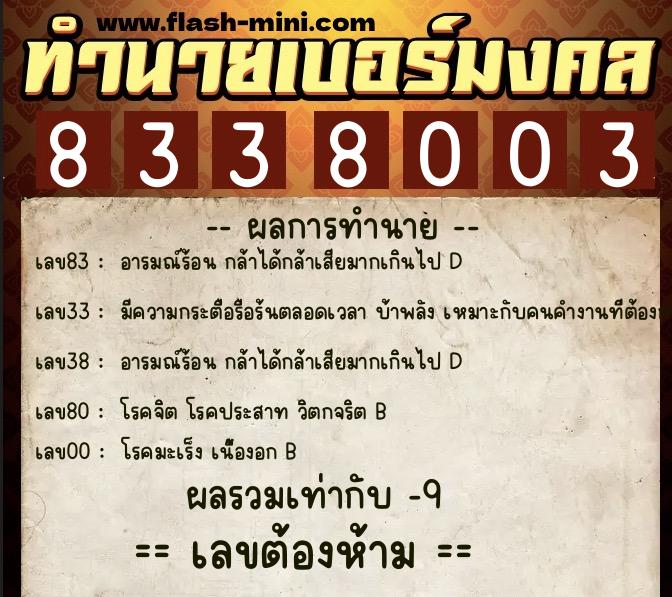 ทำนายเบอร์มงคล 0XX-8338003 ทำนายเบอร์มงคล หมายเลข 096-833800 ทำนายเบอร์มงคล 0XX-8338003 ทำนายเบอร์มงคล หมายเลข 096-833800