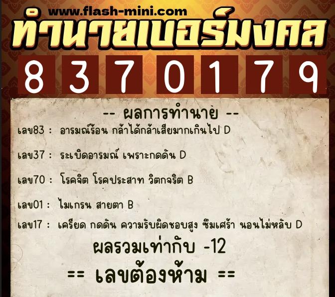 ทำนายเบอร์มงคล 0XX-8370179 ทำนายเบอร์มงคล หมายเลข 098-837017 ทำนายเบอร์มงคล 0XX-8370179 ทำนายเบอร์มงคล หมายเลข 098-837017