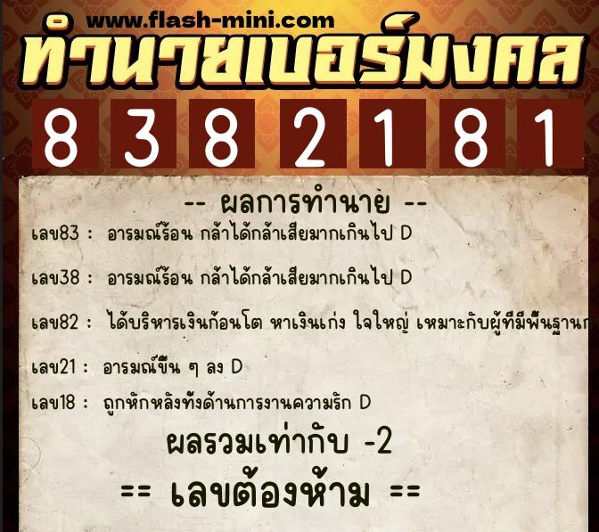 ทำนายเบอร์มงคล 0XX-8382181 ทำนายเบอร์มงคล หมายเลข 067-838218 ทำนายเบอร์มงคล 0XX-8382181 ทำนายเบอร์มงคล หมายเลข 067-838218
