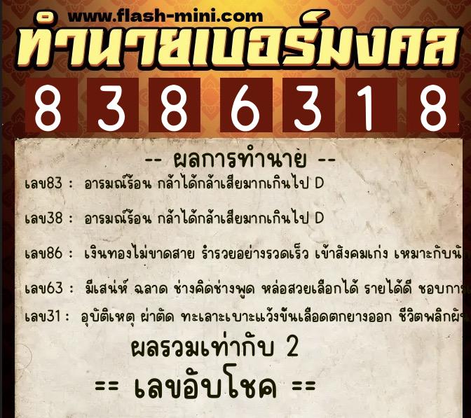 ทำนายเบอร์มงคล 0XX-8386318 ทำนายเบอร์มงคล หมายเลข 084-838631 ทำนายเบอร์มงคล 0XX-8386318 ทำนายเบอร์มงคล หมายเลข 084-838631