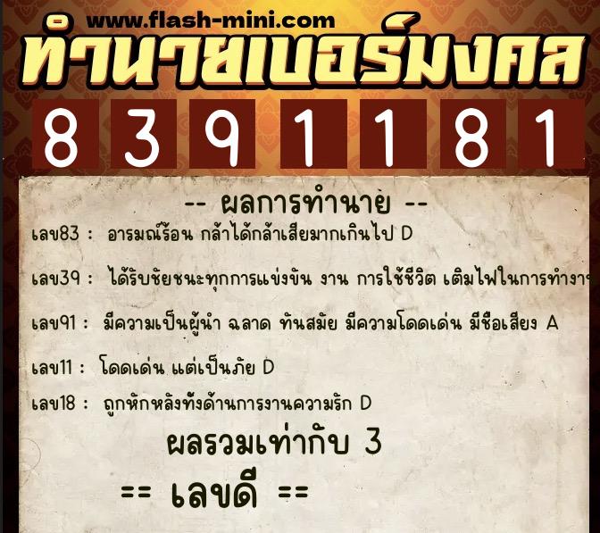 ทำนายเบอร์มงคล 0XX-8391181 ทำนายเบอร์มงคล หมายเลข 080-839118 ทำนายเบอร์มงคล 0XX-8391181 ทำนายเบอร์มงคล หมายเลข 080-839118