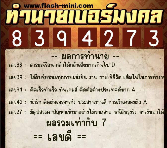 ทำนายเบอร์มงคล 0XX-8394273 ทำนายเบอร์มงคล หมายเลข 060-839427 ทำนายเบอร์มงคล 0XX-8394273 ทำนายเบอร์มงคล หมายเลข 060-839427