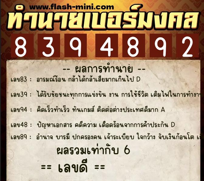 ทำนายเบอร์มงคล 0XX-8394892 ทำนายเบอร์มงคล หมายเลข 094-839489 ทำนายเบอร์มงคล 0XX-8394892 ทำนายเบอร์มงคล หมายเลข 094-839489