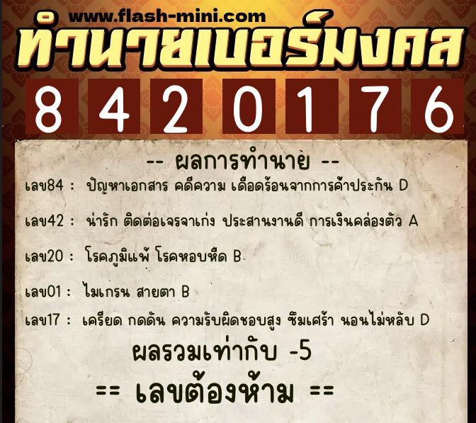 ทำนายเบอร์มงคล 0XX-8420176 ทำนายเบอร์มงคล หมายเลข 069-842017 ทำนายเบอร์มงคล 0XX-8420176 ทำนายเบอร์มงคล หมายเลข 069-842017