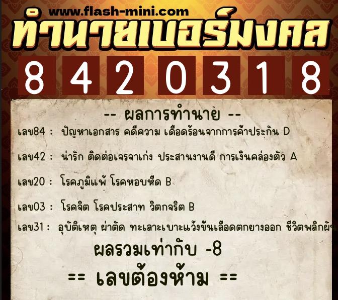 ทำนายเบอร์มงคล 0XX-8420318 ทำนายเบอร์มงคล หมายเลข 086-842031 ทำนายเบอร์มงคล 0XX-8420318 ทำนายเบอร์มงคล หมายเลข 086-842031