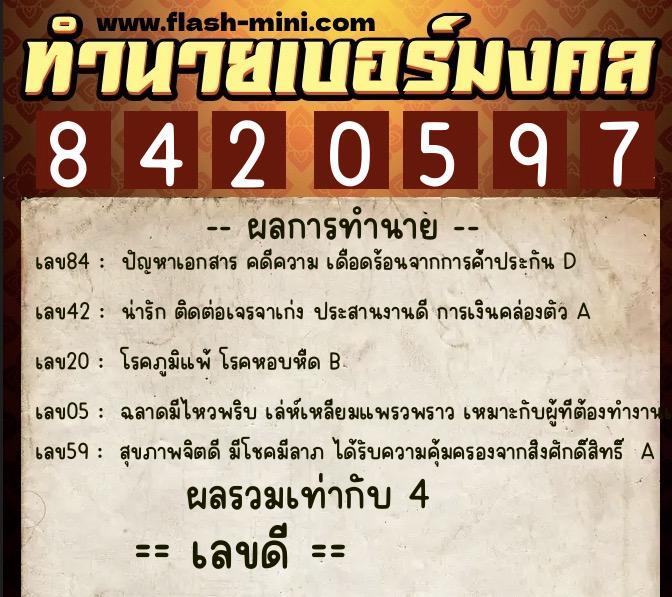 ทำนายเบอร์มงคล 0XX-8420597 ทำนายเบอร์มงคล หมายเลข 092-842059 ทำนายเบอร์มงคล 0XX-8420597 ทำนายเบอร์มงคล หมายเลข 092-842059