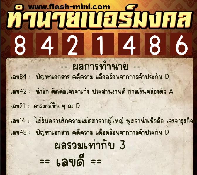 ทำนายเบอร์มงคล 0XX-8421486 ทำนายเบอร์มงคล หมายเลข 061-842148 ทำนายเบอร์มงคล 0XX-8421486 ทำนายเบอร์มงคล หมายเลข 061-842148