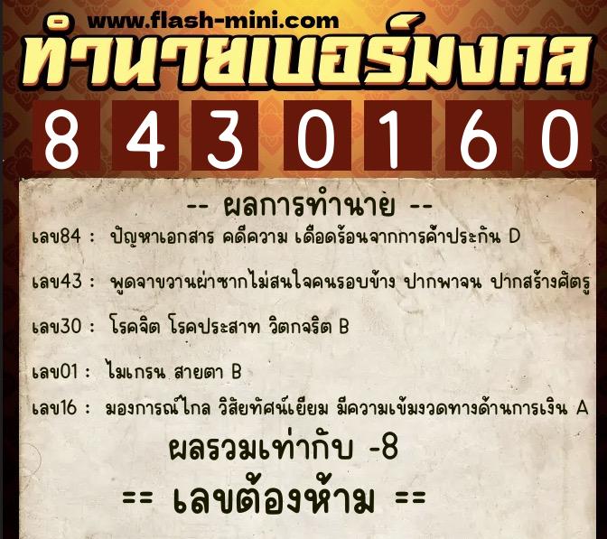 ทำนายเบอร์มงคล 0XX-8430160 ทำนายเบอร์มงคล หมายเลข 087-843016 ทำนายเบอร์มงคล 0XX-8430160 ทำนายเบอร์มงคล หมายเลข 087-843016