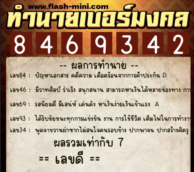 ทำนายเบอร์มงคล 0XX-8469342 ทำนายเบอร์มงคล หมายเลข 064-846934 ทำนายเบอร์มงคล 0XX-8469342 ทำนายเบอร์มงคล หมายเลข 064-846934