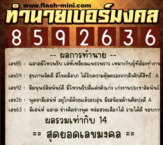ทำนายเบอร์มงคล 0XX-8592636 ทำนายเบอร์มงคล หมายเลข 068-859263 ทำนายเบอร์มงคล 0XX-8592636 ทำนายเบอร์มงคล หมายเลข 068-859263