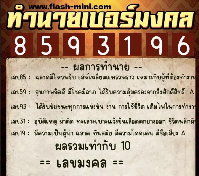 ทำนายเบอร์มงคล 0XX-8593196 ทำนายเบอร์มงคล หมายเลข 065-859319 ทำนายเบอร์มงคล 0XX-8593196 ทำนายเบอร์มงคล หมายเลข 065-859319