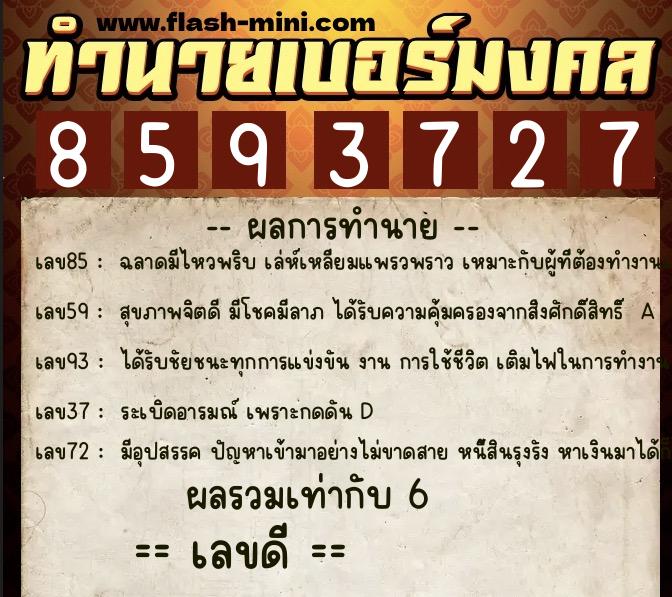 ทำนายเบอร์มงคล 0XX-8593727 ทำนายเบอร์มงคล หมายเลข 060-859372 ทำนายเบอร์มงคล 0XX-8593727 ทำนายเบอร์มงคล หมายเลข 060-859372