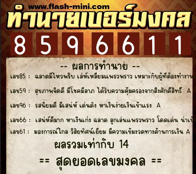 ทำนายเบอร์มงคล 0XX-8596611 ทำนายเบอร์มงคล หมายเลข 092-859661 ทำนายเบอร์มงคล 0XX-8596611 ทำนายเบอร์มงคล หมายเลข 092-859661