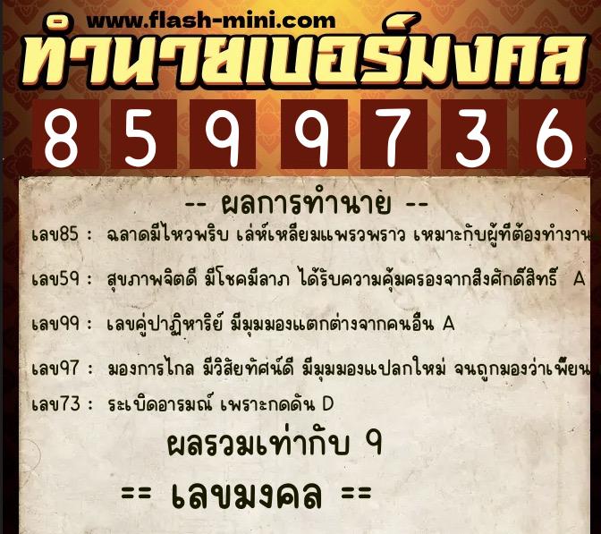 ทำนายเบอร์มงคล 0XX-8599736 ทำนายเบอร์มงคล หมายเลข 083-859973 ทำนายเบอร์มงคล 0XX-8599736 ทำนายเบอร์มงคล หมายเลข 083-859973