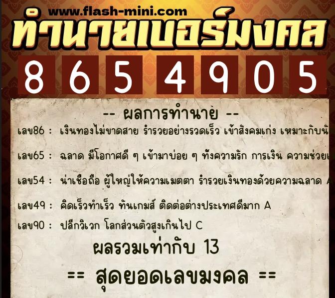 ทำนายเบอร์มงคล 0XX-8654905 ทำนายเบอร์มงคล หมายเลข 083-865490 ทำนายเบอร์มงคล 0XX-8654905 ทำนายเบอร์มงคล หมายเลข 083-865490