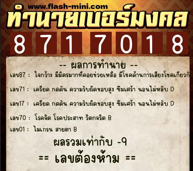 ทำนายเบอร์มงคล 0XX-8717018 ทำนายเบอร์มงคล หมายเลข 099-871701 ทำนายเบอร์มงคล 0XX-8717018 ทำนายเบอร์มงคล หมายเลข 099-871701
