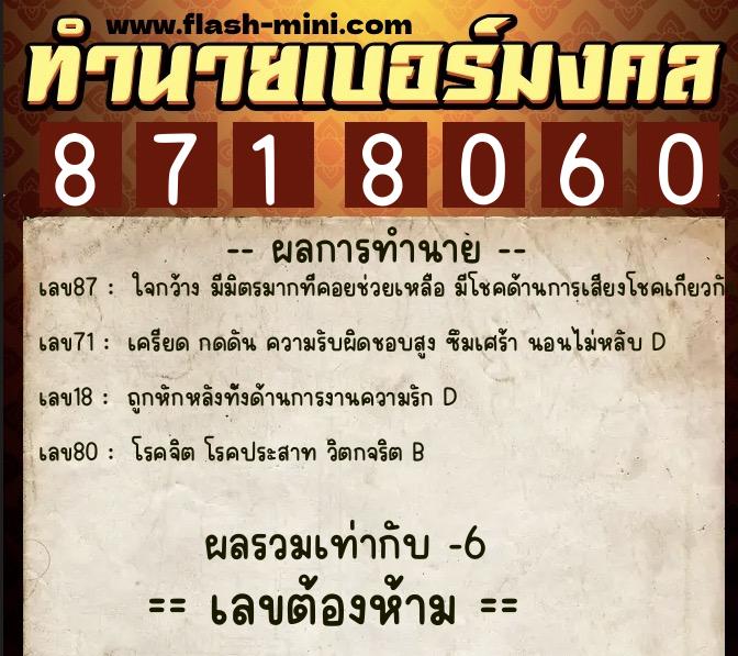 ทำนายเบอร์มงคล 0XX-8718060 ทำนายเบอร์มงคล หมายเลข 083-871806 ทำนายเบอร์มงคล 0XX-8718060 ทำนายเบอร์มงคล หมายเลข 083-871806