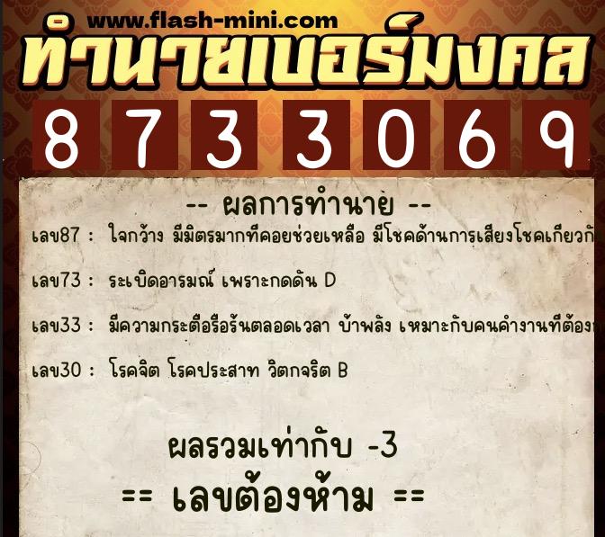 ทำนายเบอร์มงคล 0XX-8733069 ทำนายเบอร์มงคล หมายเลข 096-873306 ทำนายเบอร์มงคล 0XX-8733069 ทำนายเบอร์มงคล หมายเลข 096-873306