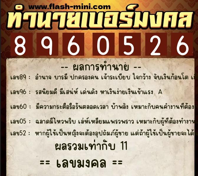 ทำนายเบอร์มงคล 0XX-8960526 ทำนายเบอร์มงคล หมายเลข 092-896052 ทำนายเบอร์มงคล 0XX-8960526 ทำนายเบอร์มงคล หมายเลข 092-896052