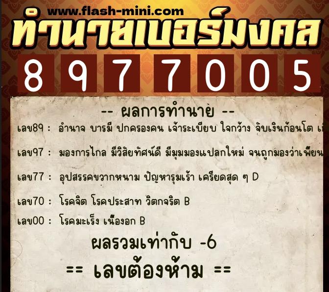 ทำนายเบอร์มงคล 0XX-8977005 ทำนายเบอร์มงคล หมายเลข 086-897700 ทำนายเบอร์มงคล 0XX-8977005 ทำนายเบอร์มงคล หมายเลข 086-897700