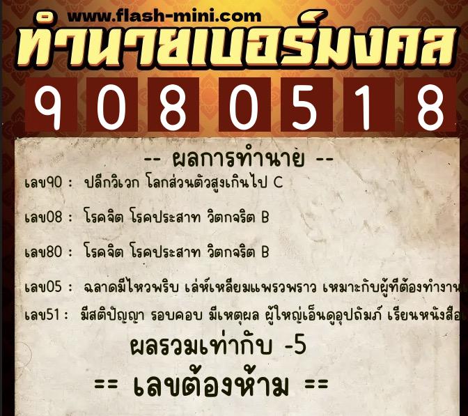 ทำนายเบอร์มงคล 0XX-9080518 ทำนายเบอร์มงคล หมายเลข 085-908051 ทำนายเบอร์มงคล 0XX-9080518 ทำนายเบอร์มงคล หมายเลข 085-908051