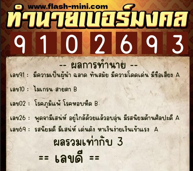 ทำนายเบอร์มงคล 0XX-9102693 ทำนายเบอร์มงคล หมายเลข 067-910269 ทำนายเบอร์มงคล 0XX-9102693 ทำนายเบอร์มงคล หมายเลข 067-910269
