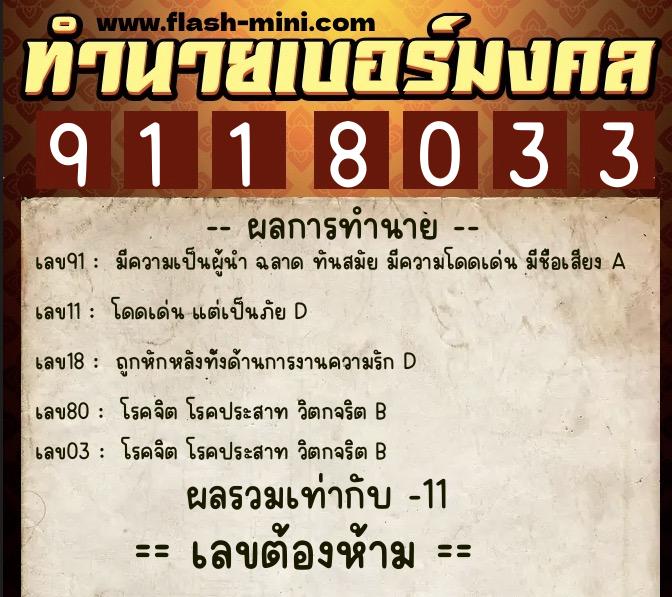 ทำนายเบอร์มงคล 0XX-9118033 ทำนายเบอร์มงคล หมายเลข 085-911803 ทำนายเบอร์มงคล 0XX-9118033 ทำนายเบอร์มงคล หมายเลข 085-911803