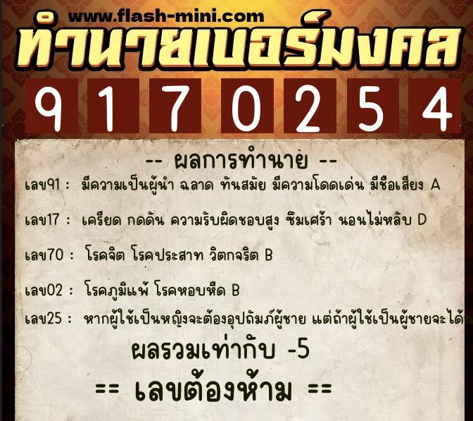 ทำนายเบอร์มงคล 0XX-9170254 ทำนายเบอร์มงคล หมายเลข 068-917025 ทำนายเบอร์มงคล 0XX-9170254 ทำนายเบอร์มงคล หมายเลข 068-917025