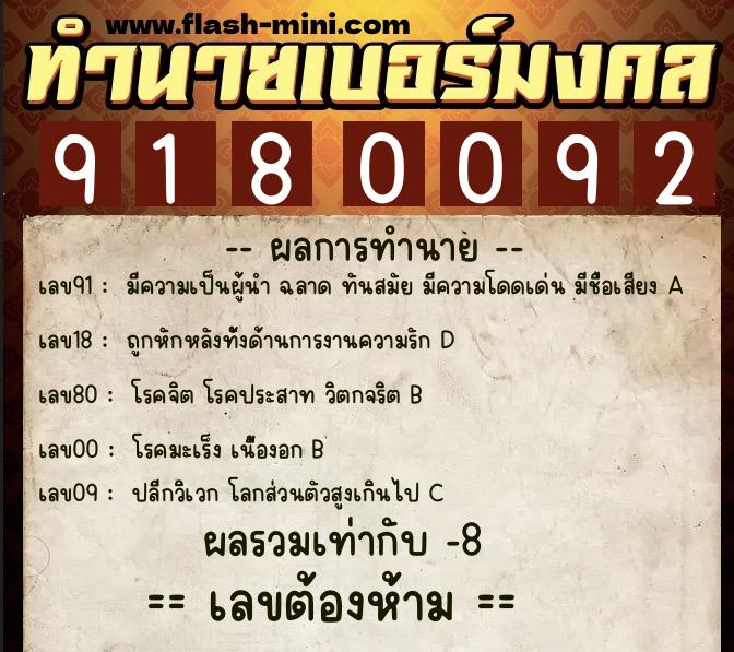 ทำนายเบอร์มงคล 0XX-9180092 ทำนายเบอร์มงคล หมายเลข 087-918009 ทำนายเบอร์มงคล 0XX-9180092 ทำนายเบอร์มงคล หมายเลข 087-918009