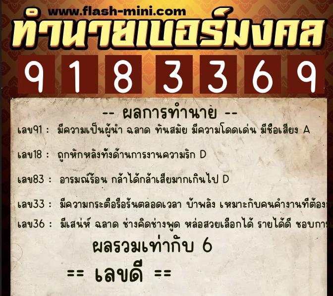 ทำนายเบอร์มงคล 0XX-9183369 ทำนายเบอร์มงคล หมายเลข 082-918336 ทำนายเบอร์มงคล 0XX-9183369 ทำนายเบอร์มงคล หมายเลข 082-918336