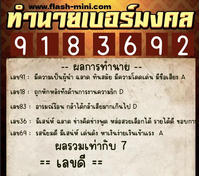 ทำนายเบอร์มงคล 0XX-9183692 ทำนายเบอร์มงคล หมายเลข 090-918369 ทำนายเบอร์มงคล 0XX-9183692 ทำนายเบอร์มงคล หมายเลข 090-918369